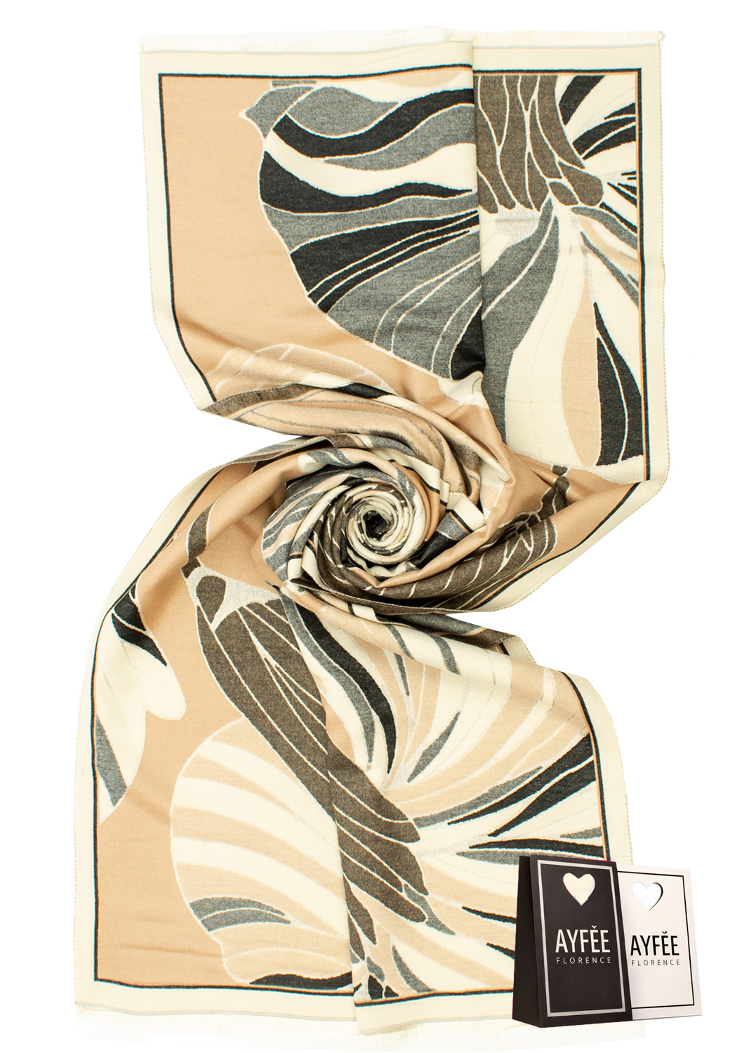 STOLA JACQUARD GRAPHIC FLOWERS, CM 70*180, 100% VI, MADE IN PRC 
